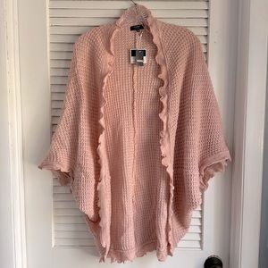 Kaari Blue Knit Pinksweet Poncho Cardigan NWT, Size M